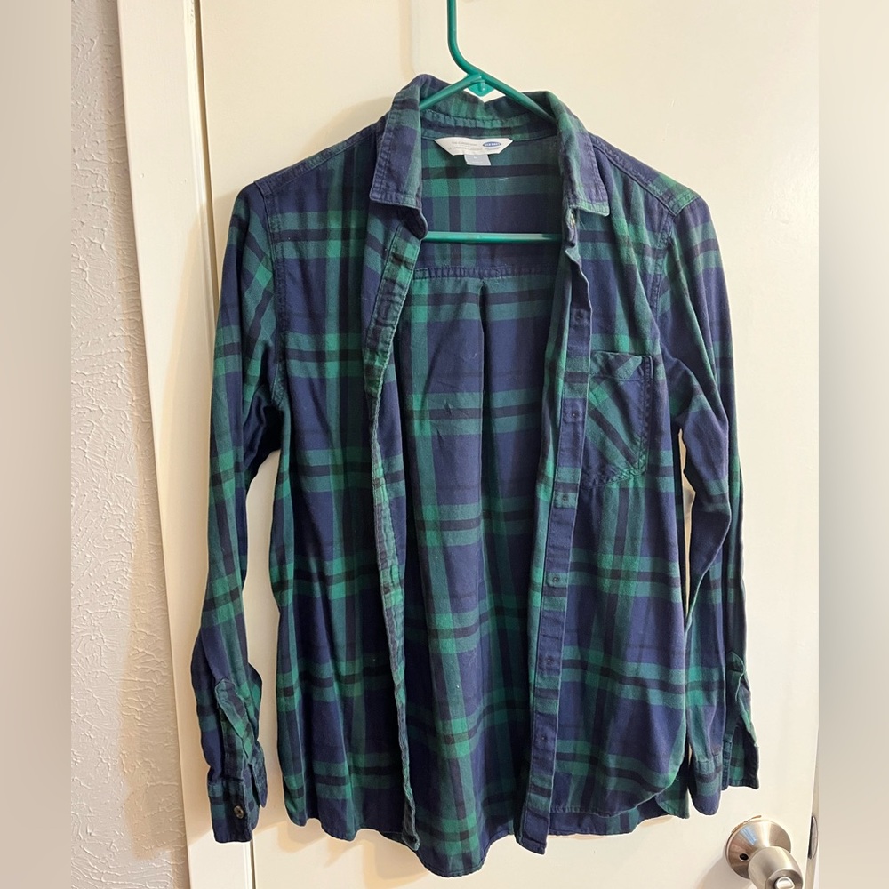 Blue and green lightweight flannel